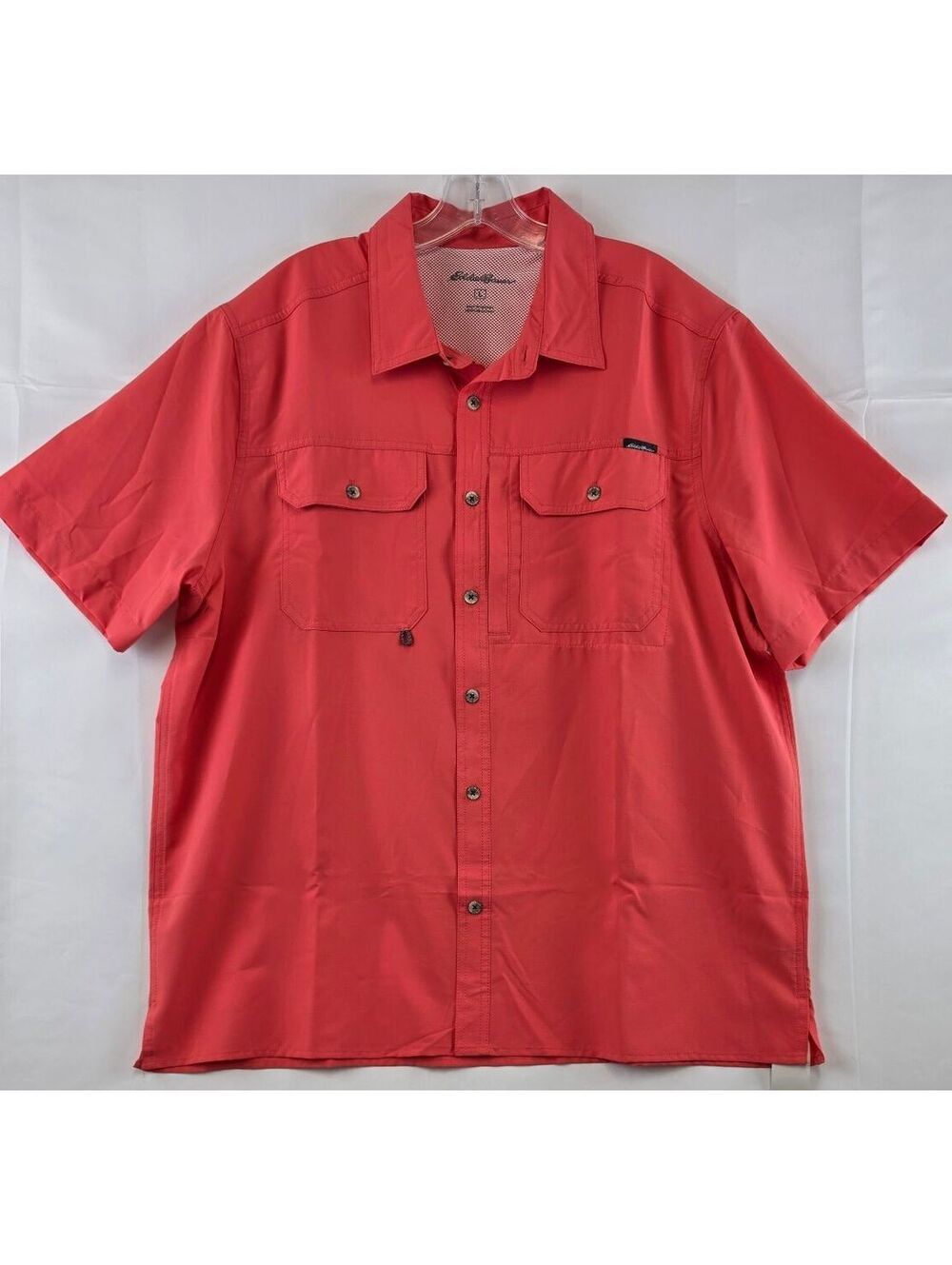 New Eddie Bauer Men's Large Short Sleeve Button-Up Shirt 100% Polyester